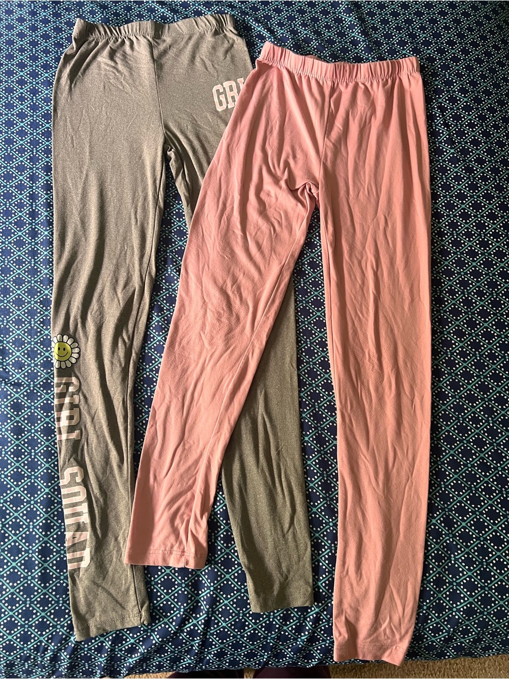 Girls' Pink and Gray Stretch Leggings - Comfortable Everyday Wear